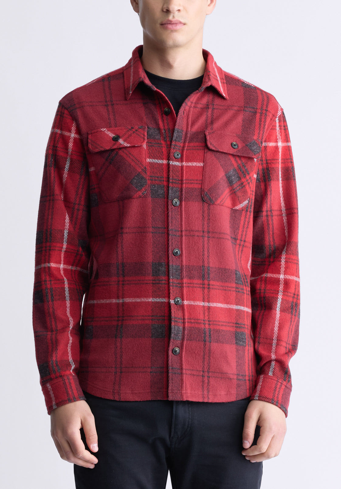buffalo david bitton Samme Men's Plaid Blanket Shirt Cranberry