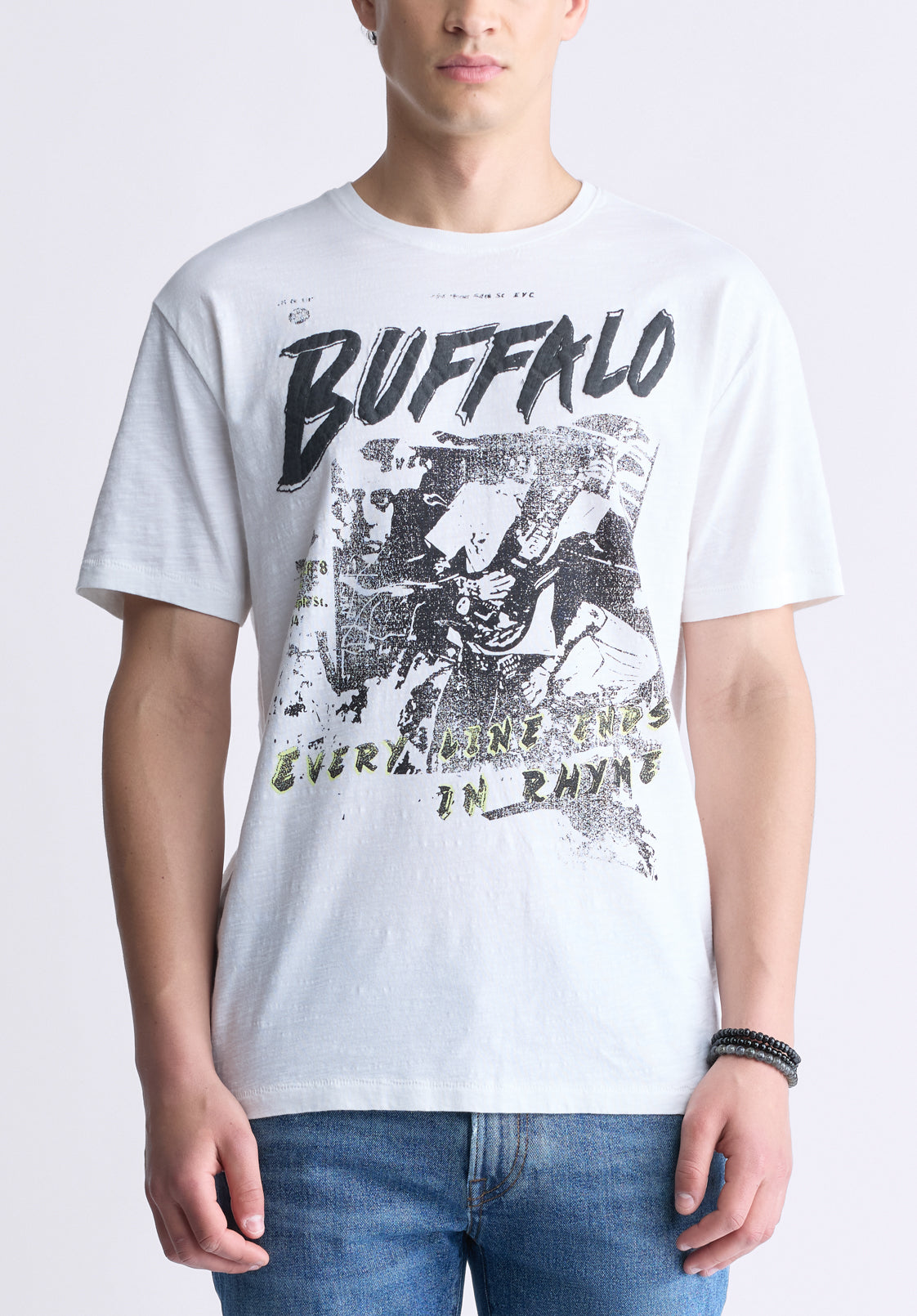 buffalo david bitton Tang Men's Short-Sleeve Graphic T-Shirt White