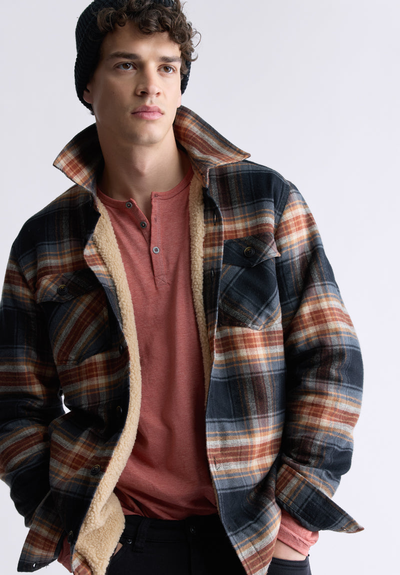 Sherpa Lined Shacket Plaid Shacket Mens Voyager Men's Sherpa Lined