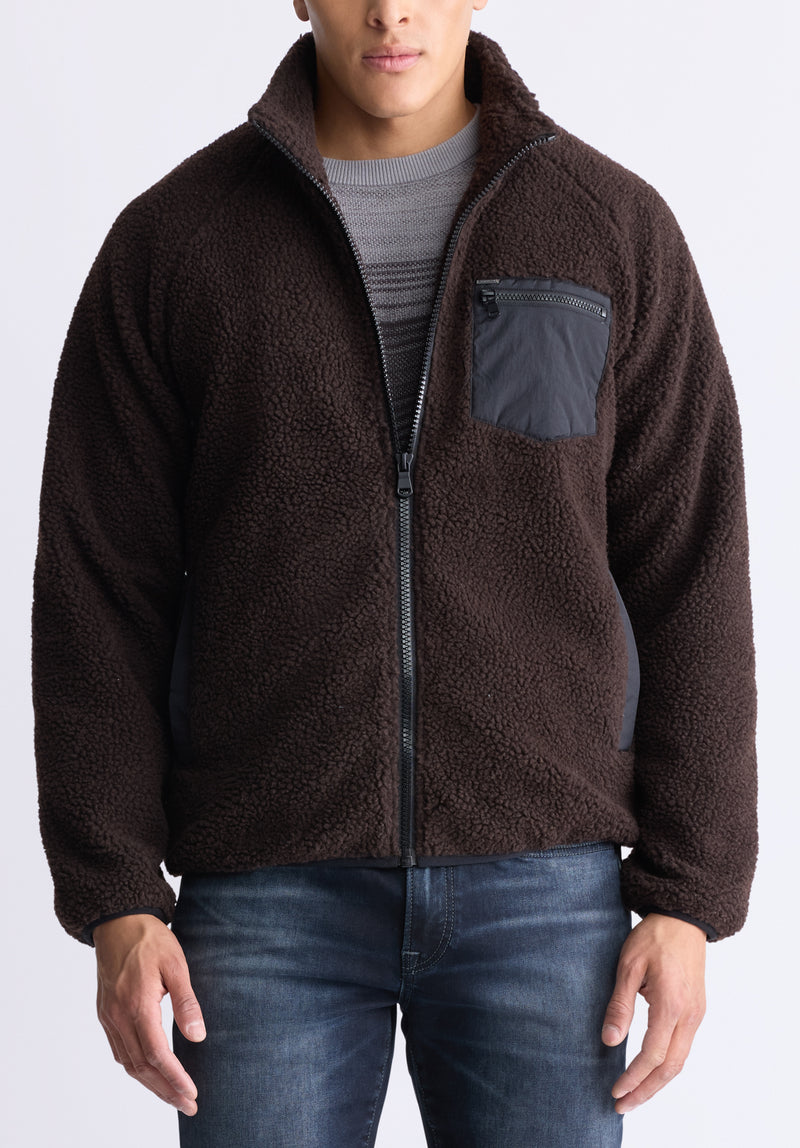 Jaik Men s Sherpa Bomber Jacket with Chest Pocket Chocolate Buffalo Jeans CA