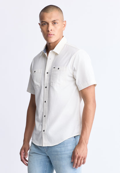 Sagrino Men's Short-Sleeve Utility Shirt, Milk - BM24501
