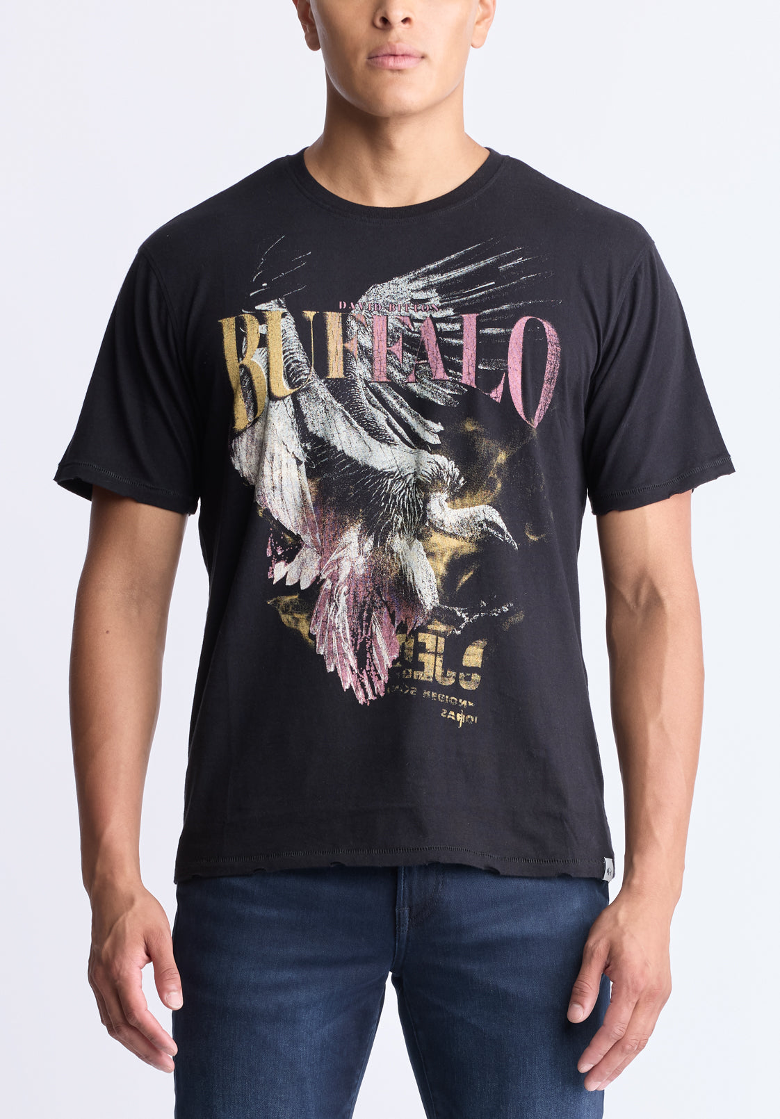 buffalo david bitton Takuma Men's Graphic Eagle Print T-Shirt Black