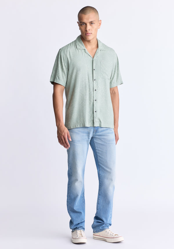 Santi Men's Paisley Print Short-Sleeve Button-Up Shirt, Iceberg green - BM24521