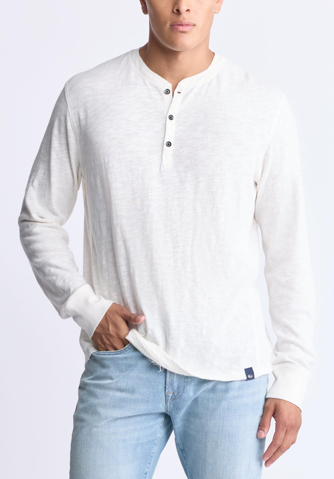 buffalo david bitton Kandid Men's Long-Sleeve Henley Top Milk