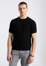 Buffalo David Bitton Wipped Men's Textured Knit Short Sleeve Sweater Tee COLOR Charcoal 