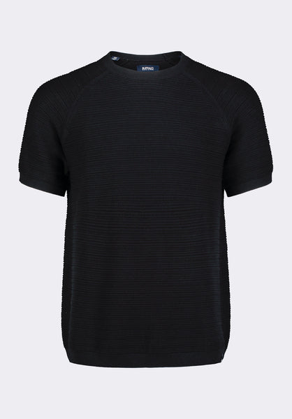 Buffalo David Bitton Wipped Men's Textured Knit Short Sleeve Sweater Tee COLOR Charcoal 