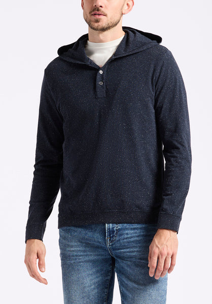 Buffalo David Bitton Kolder Men's Relaxed Fit Hooded Henley Top color WHALE