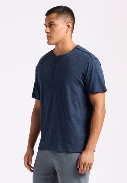 Buffalo David Bitton Kitfom Men's Short-Sleeve Speckle Jersey Henley Top color WHALE