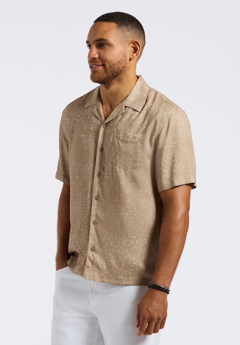 Sandro Men's Lightweight Short-Sleeve Button-Up Bandana Print Camp Shirt, Tuffet Beige Buffalo Jeans CA Sandro Men's Lightweight Short-Sleeve Button-Up Bandana Print Camp Shirt, Tuffet Beige Buffalo Jeans CA