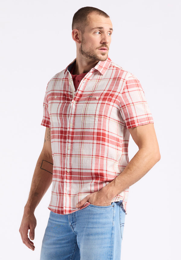 Buffalo David Bitton Sagrino Men's Fitted Plaid Shirt color BAKED APPLE