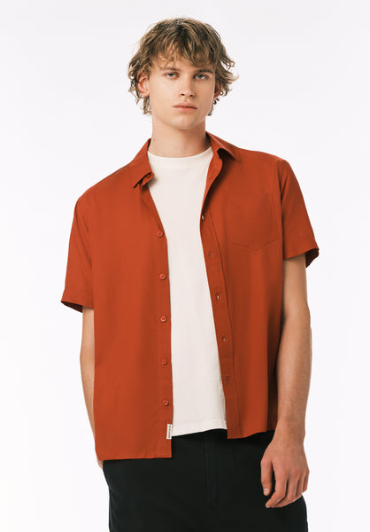 Buffalo David Bitton Sirilo Men's Short Sleeve Shirt COLOR Baked Apple Red 
