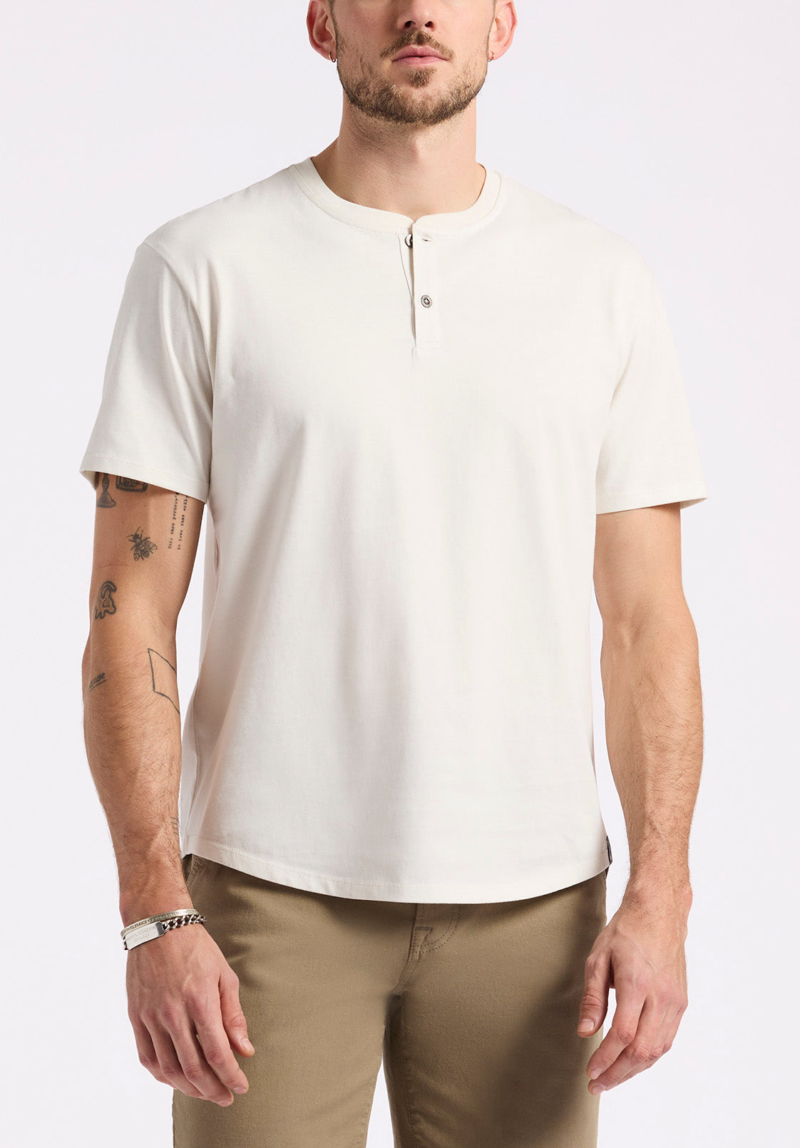 buffalo david bitton T-shirt Henley en jersey à manches courtes pour homme Kamel Lait