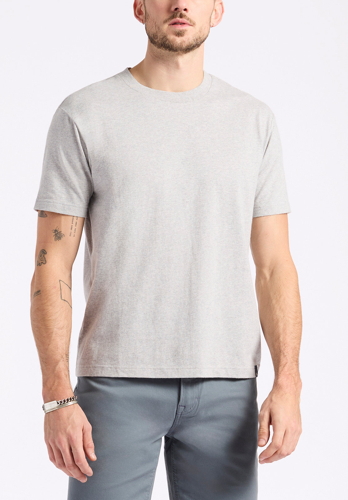 buffalo david bitton T-shirt col rond en jersey à manches courtes pour homme Kanto Gris chiné