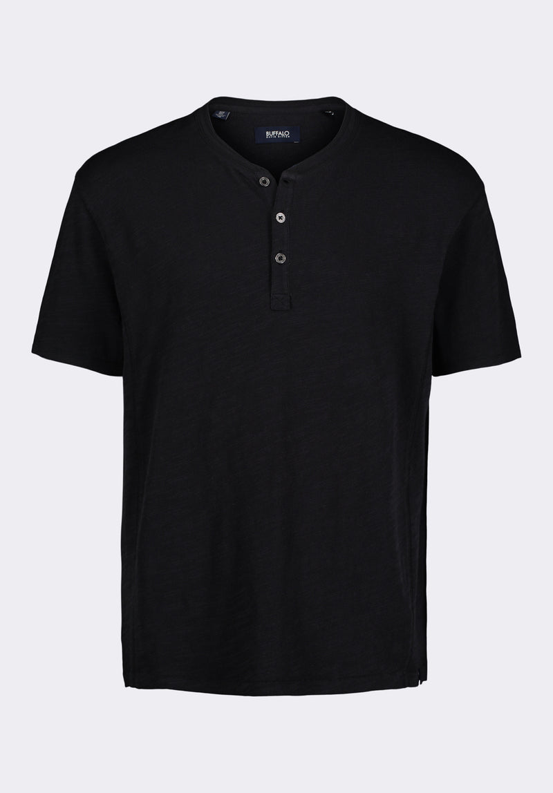 Buffalo David Bitton Kandido Men's Short Sleeve Slub Jersey Relaxed Henley Top color 