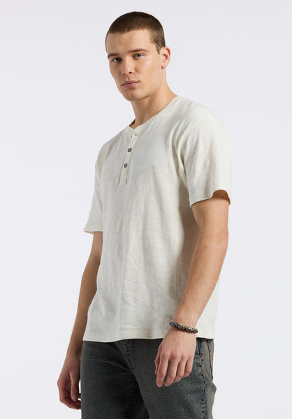 Buffalo David Bitton Kandido Men's Short Sleeve Slub Jersey Relaxed Henley Top color MILK