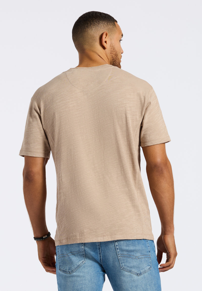 Buffalo David Bitton Kandido Men's Short Sleeve Slub Jersey Relaxed Henley Top color TUFFET