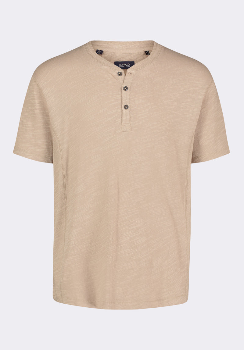 Buffalo David Bitton Kandido Men's Short Sleeve Slub Jersey Relaxed Henley Top color 