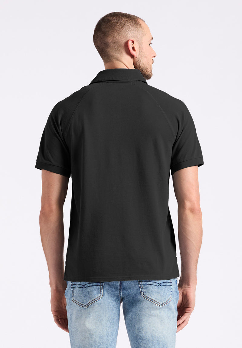 Buffalo David Bitton Kindell Men's Short-Sleeve Piqué Polo color BLACK