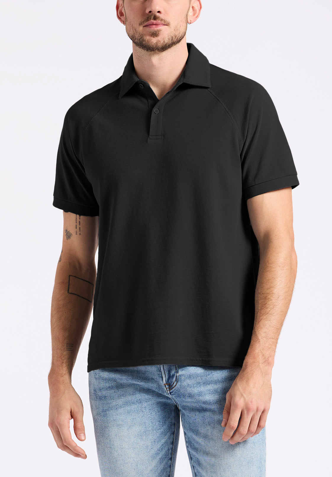 buffalo david bitton Polo en piqué à manches courtes pour homme Kindell Noir