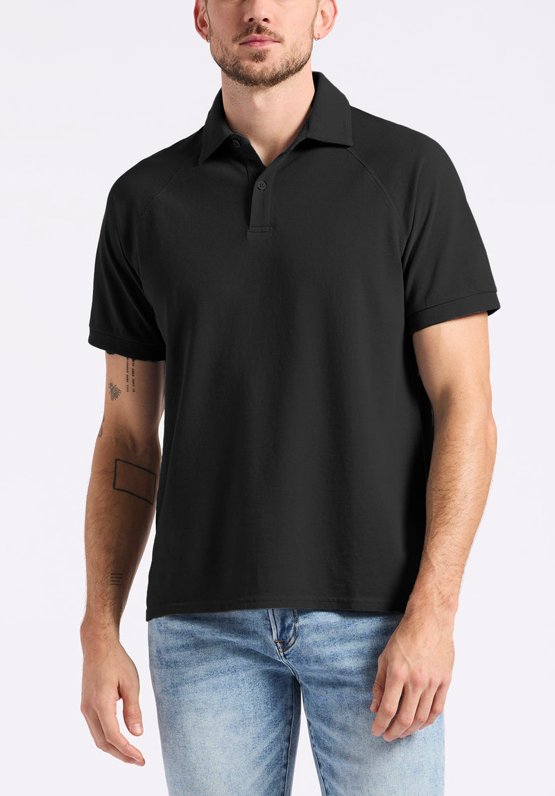 Buffalo David Bitton Kindell Men's Short-Sleeve Piqué Polo color BLACK
