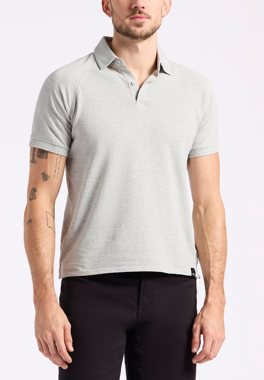 buffalo david bitton Polo en piqué à manches courtes pour homme Kindell Gris chiné