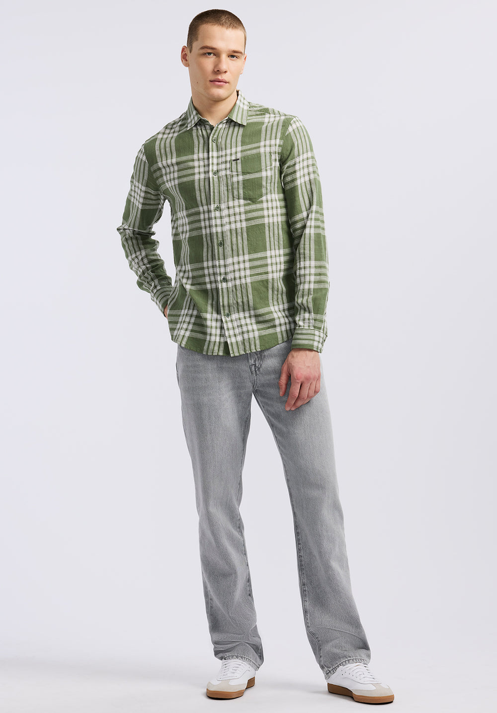 Saroz Men's Long Sleeve Plaid Shirt, Hedge Green – Buffalo Jeans CA