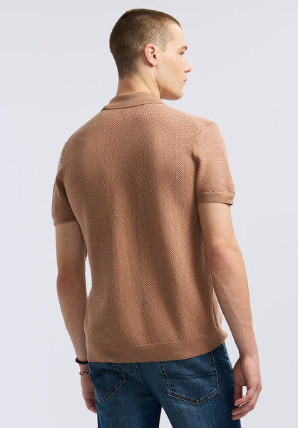 Buffalo David Bitton Wasko Men's Short-Sleeve Button-Up Sweater Polo color WOODSMOKE