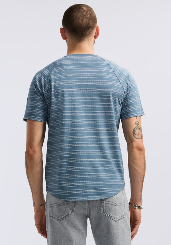 Buffalo David Bitton Klaus Men's Short-Sleeve Striped Henley Top color MIRAGE