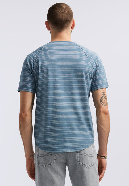 Buffalo David Bitton Klaus Men's Short-Sleeve Striped Henley Top color MIRAGE
