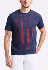 Buffalo David Bitton Talla Men's  Graphic T-Shirt with American Flag Print color WHALE