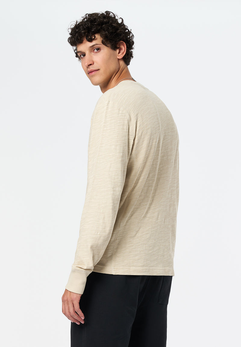 Kandid Men's Long-Sleeve Relaxed Henley Top color PEYOTE