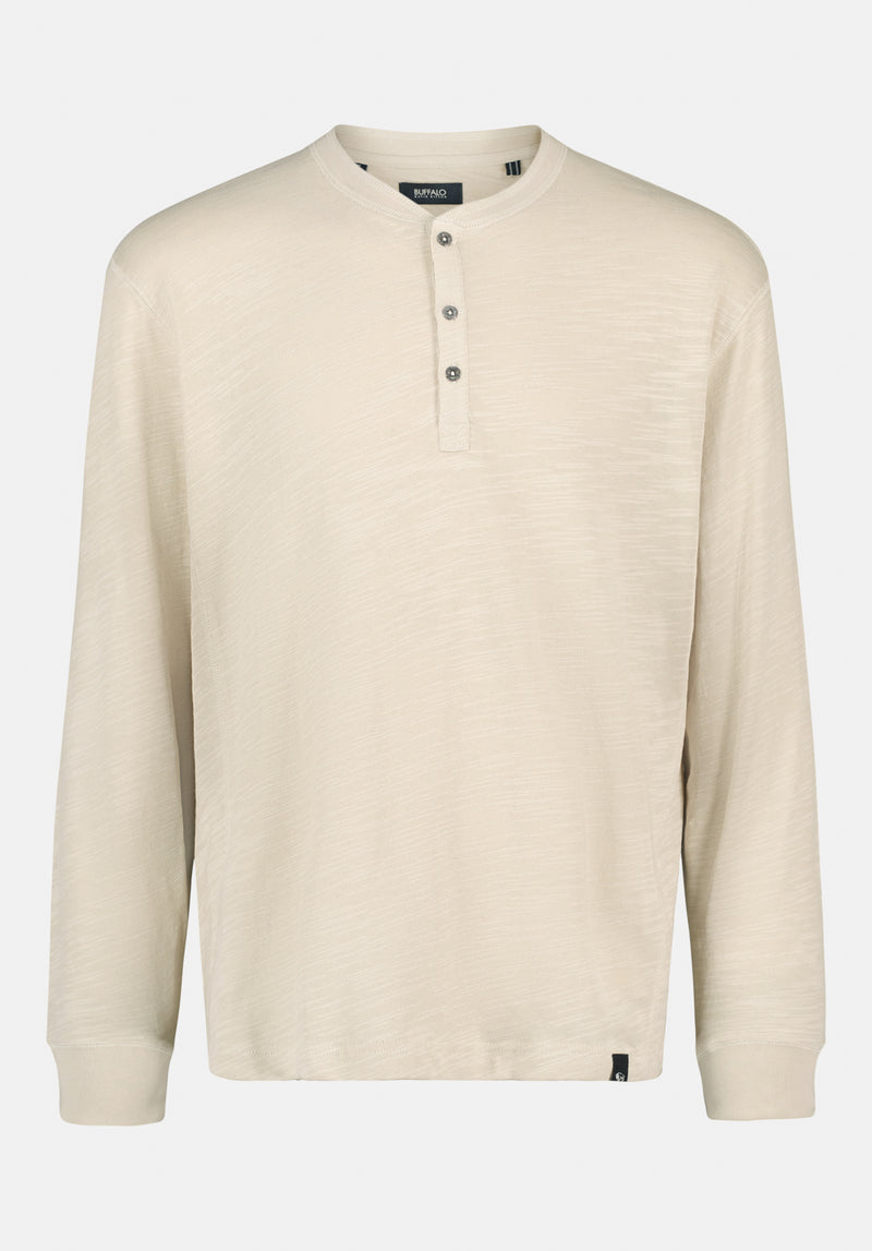 Kandid Men's Long-Sleeve Relaxed Henley Top color PEYOTE