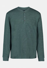 Kandid Men's Long-Sleeve Relaxed Henley Top color DARK FOREST