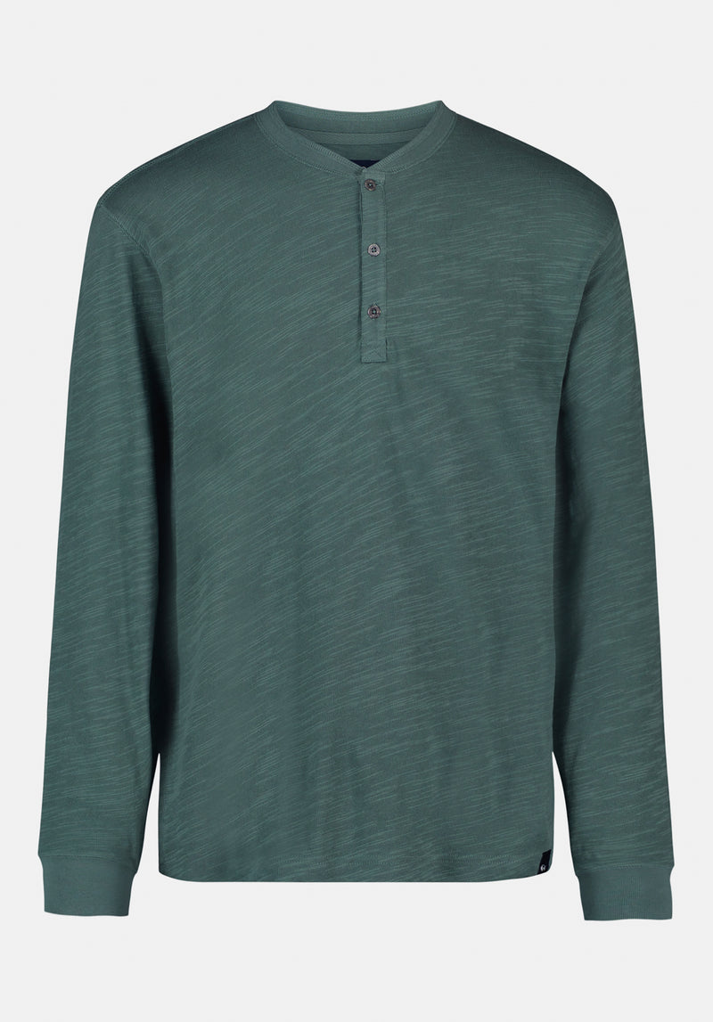 Kandid Men's Long-Sleeve Relaxed Henley Top color DARK FOREST