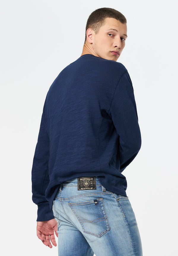 Kandid Men's Long-Sleeve Relaxed Henley Top color WHALE