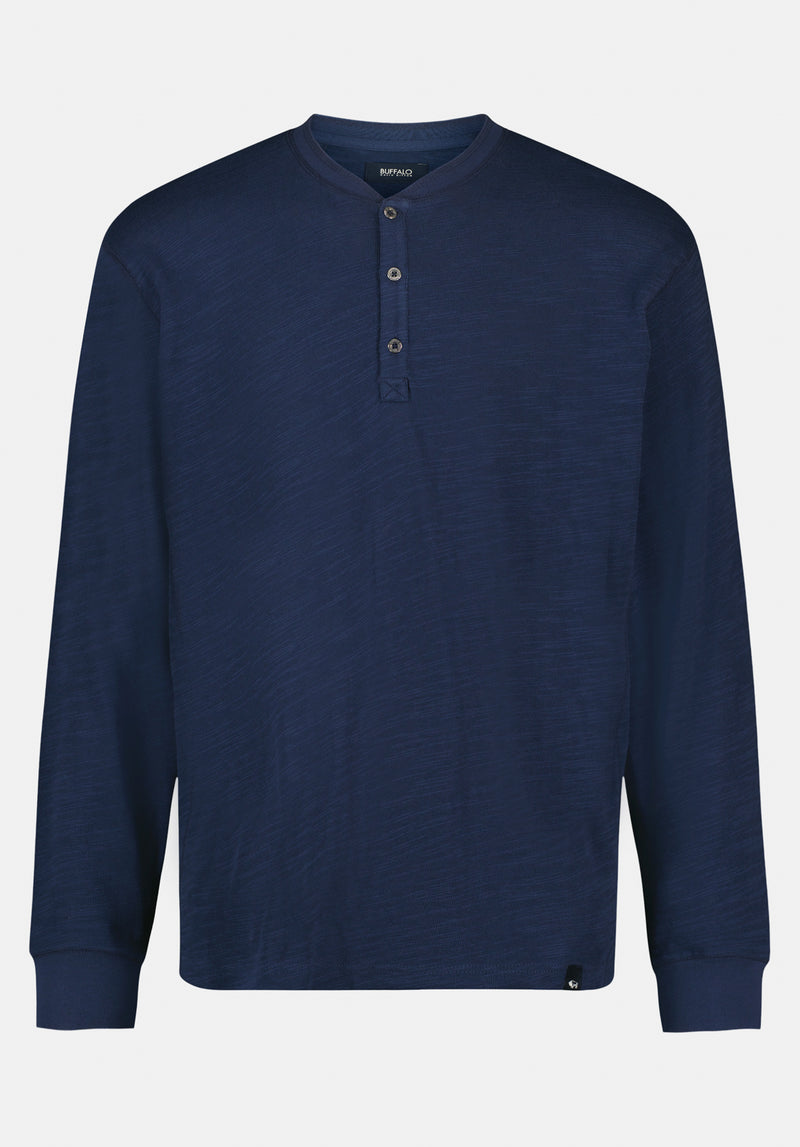 Kandid Men's Long-Sleeve Relaxed Henley Top color WHALE