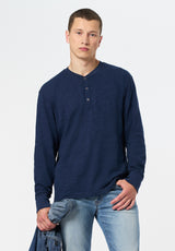 Kandid Men's Long-Sleeve Relaxed Henley Top color WHALE