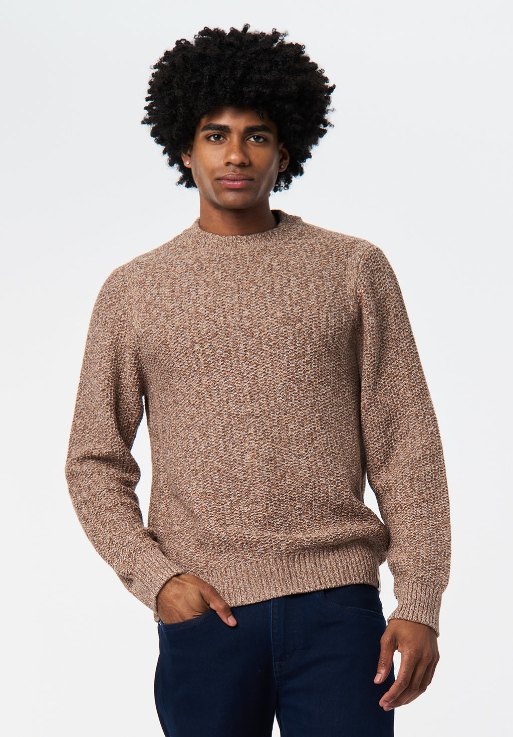 Waylon Color Waylon Men’s Marled Knit Crewneck Sweater, Woodsmoke – Buffalo Jeans CA