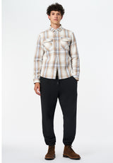 Samme Men's Long-Sleeve Relaxed Plaid Shirt color MILK
