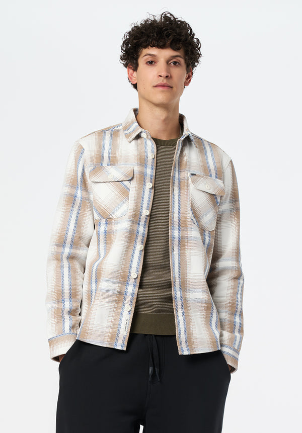 Samme Men's Long-Sleeve Relaxed Plaid Shirt color MILK