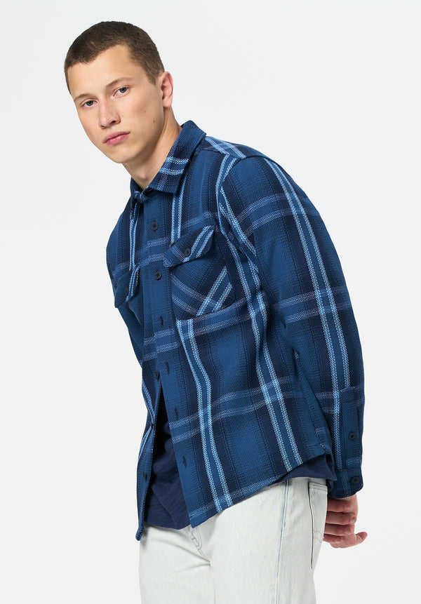 Samme Men's Long-Sleeve Relaxed Plaid Shirt color WHALE