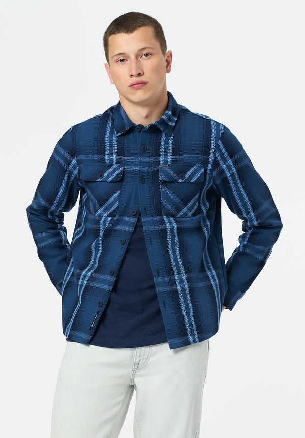 Samme Men's Long-Sleeve Relaxed Plaid Shirt color WHALE