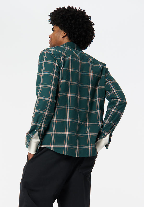 Sago Men’s Long-Sleeve Plaid Shirt color DEEP TEAL