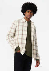 Sago Men’s Long-Sleeve Plaid Shirt color BUTTERCREAM