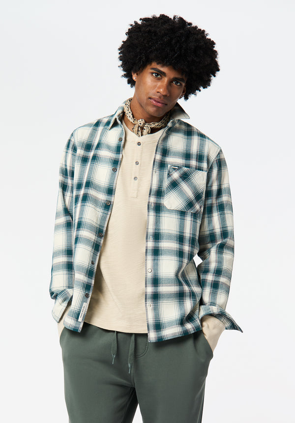 Sinclair Men's Long-Sleeve Plaid Shirt color DEEP TEAL