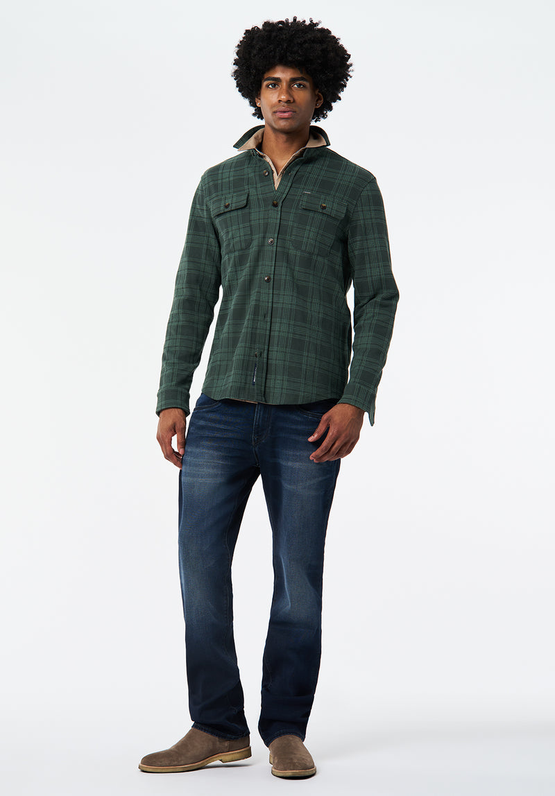 Samme Men's Long-Sleeve Plaid Blanket Shirt color FERN