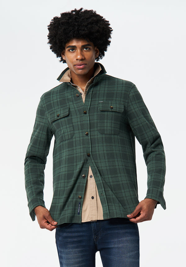 Samme Men's Long-Sleeve Plaid Blanket Shirt color FERN
