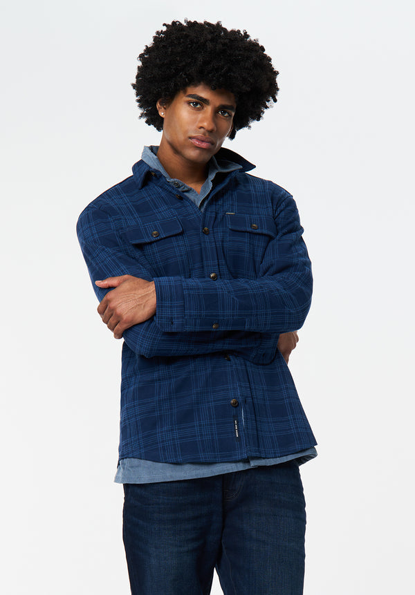 Samme Men's Long-Sleeve Plaid Blanket Shirt color MIDNIGHT BLUE