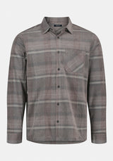 Sinclair Men’s Long-Sleeve Plaid Corduroy Shirt with Chest Pocket color GRAY PINSTRIPE