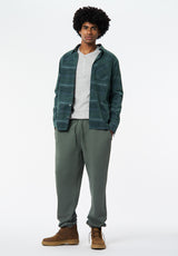 Sinclair Men’s Long-Sleeve Plaid Corduroy Shirt with Chest Pocket color WHALE